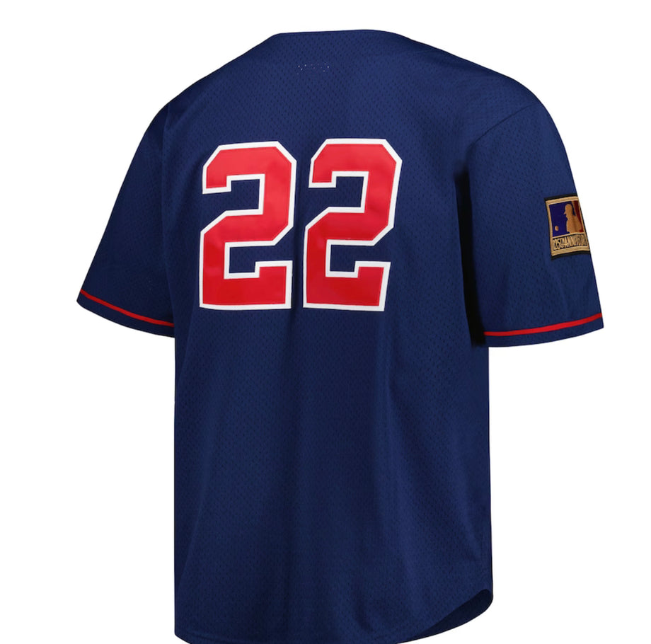 Men's California Angels Bo Jackson Mitchell & Ness Navy Cooperstown  Collection Mesh Batting Practice Button-Up Jersey