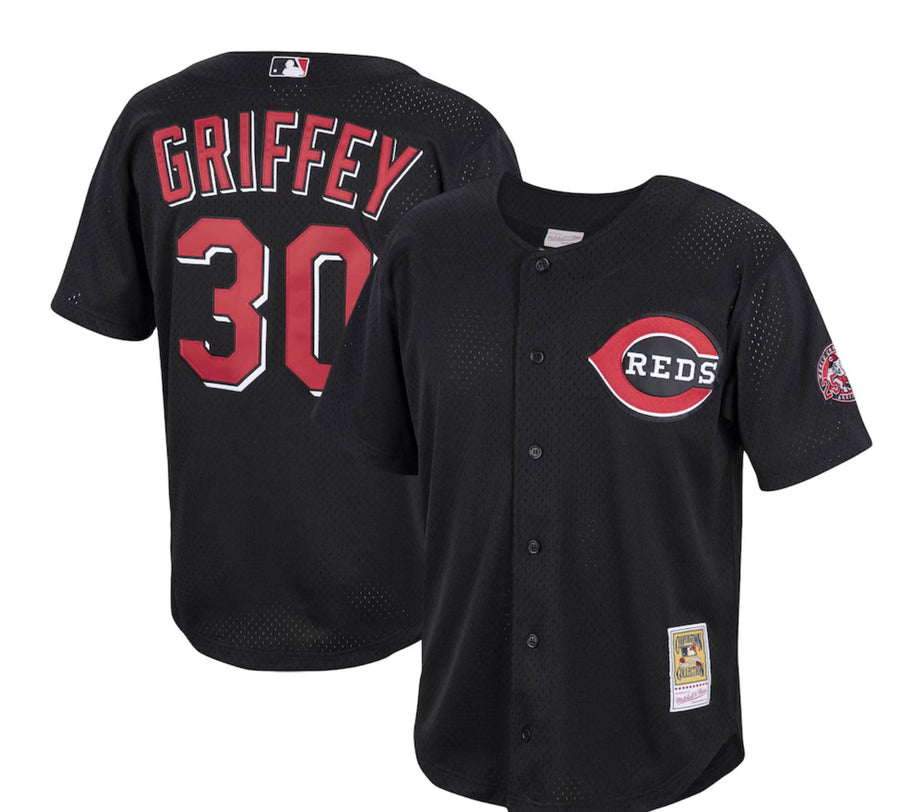 Youth Cincinnati Reds Ken Griffey Jr. Mitchell & Ness Red Cooperstown  Collection Batting Practice Jersey