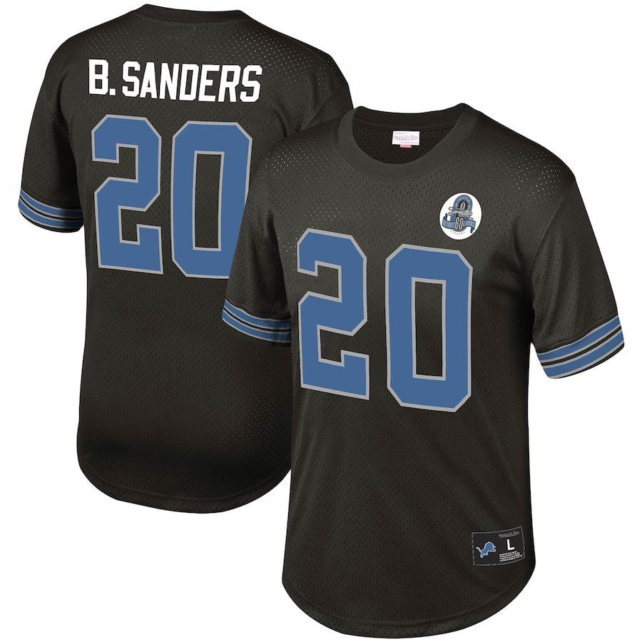 Men's Detroit Lions Barry Sanders Mitchell & Ness Green Retired Player Name  & Number Mesh Top