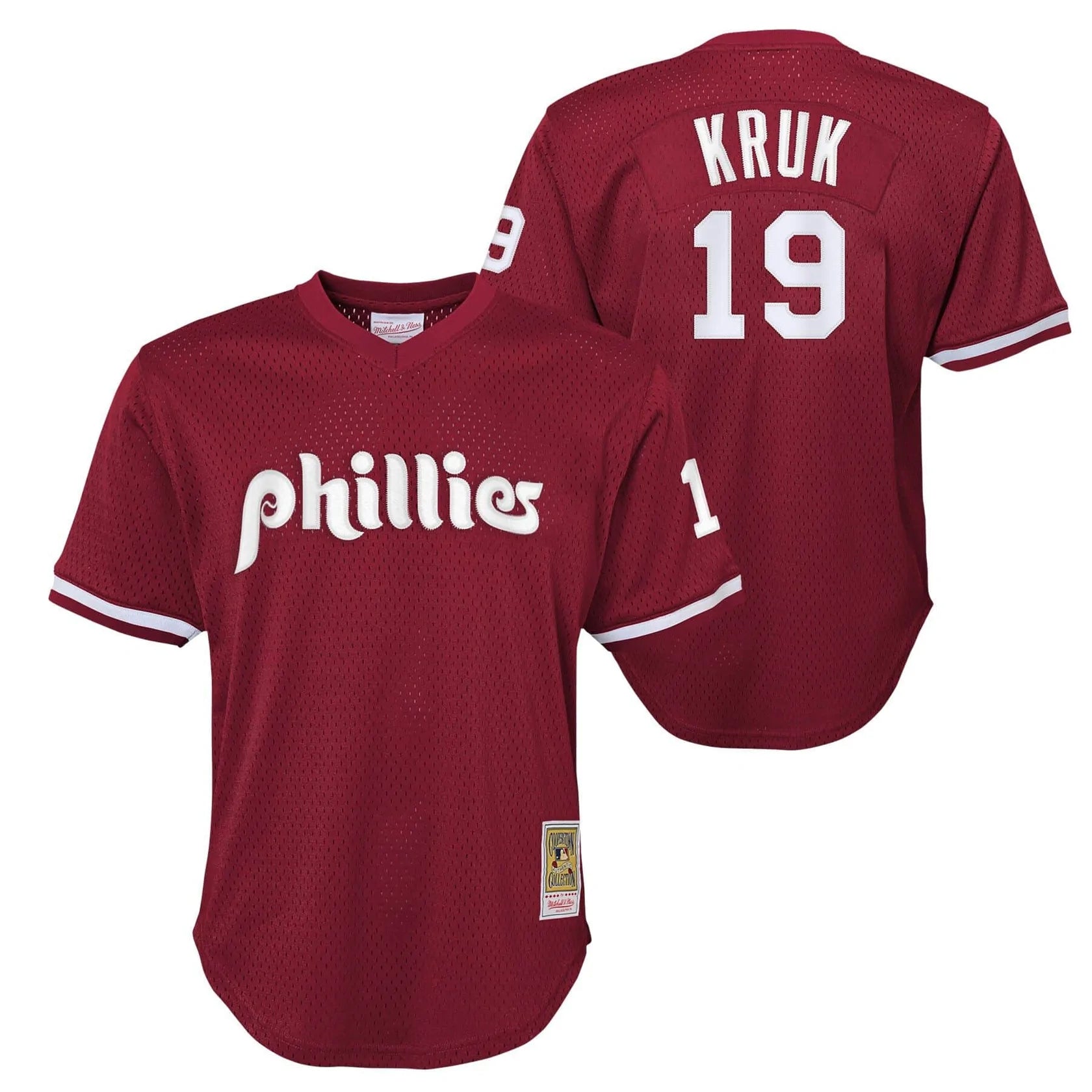 Mitchell and Ness Authentic John Kruk Philadelphia Phillies MLB 1991 Jersey Youth