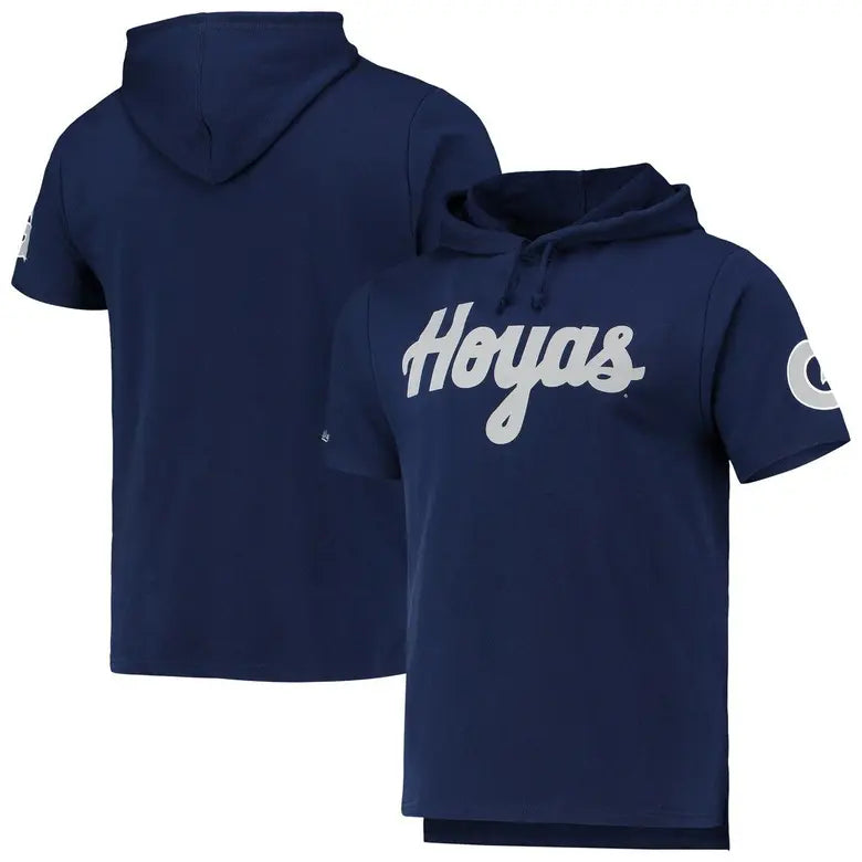 Georgetown Hoyas Mitchell & Ness Gameday Short Sleeve Pullover Hoodie - Navy