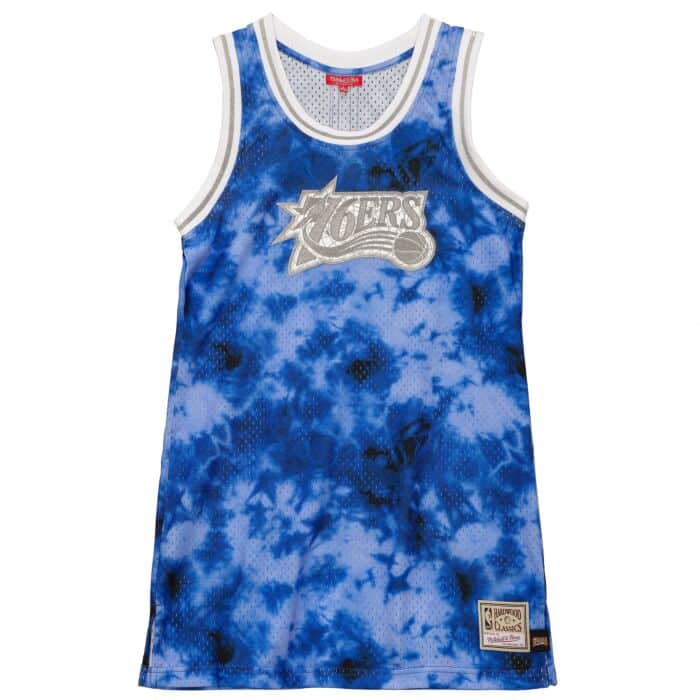 Women's Mitchell & Ness Blue Philadelphia 76ers Hardwood Classics Galaxy Jersey Tank Top Dress Size: Small Women's Mitchell & Ness Blue Philadelphia 76ers Hardwood Classics Galaxy Jersey Tank Top Dress Size: Small