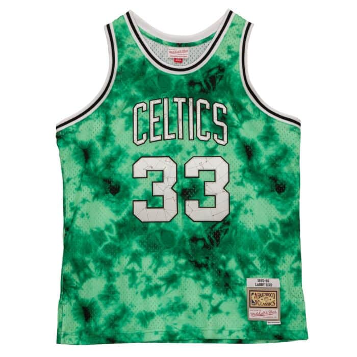 celtics dress jersey Women's Mitchell & Ness Larry Bird Kelly Green Boston Celtics 1985 Hardwood Classics Name & Number